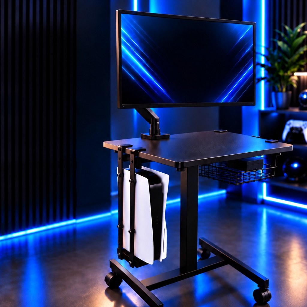 GameGlide PS5 Standard Edition — rolling gaming cart, square product photo