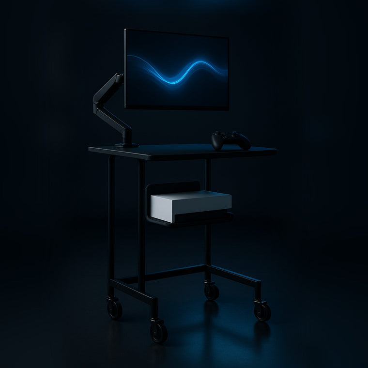 GameGlide Xbox Standard Edition — rolling gaming cart with Xbox Series S docked horizontally, square product photo